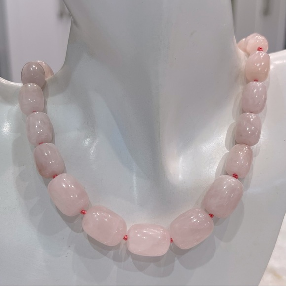 Galilea Rose Quartz 18” Beaded Sterling Silver Magnetic Clasp Necklace - Picture 3 of 8